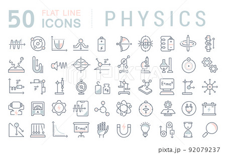 Set Vector Line Icons of Physics. Set Vector Line Icons of Physics. 92079237