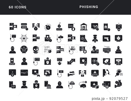Set of simple icons of Phishing Set of simple icons of Phishing 92079527