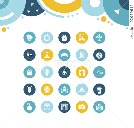 Set of Simple Icons of Paris 92079612