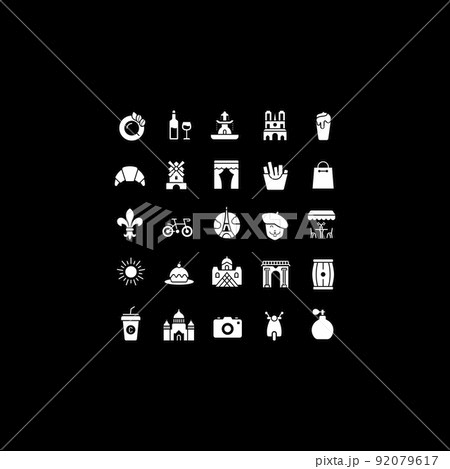Set of Simple Icons of Paris 92079617