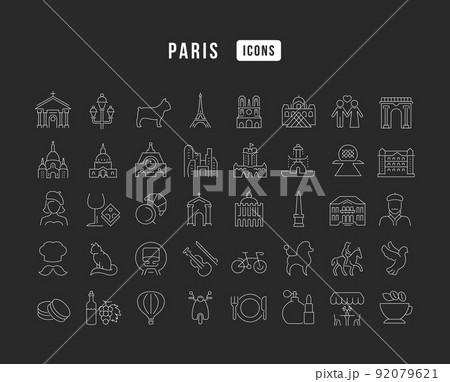 Set of linear icons of Paris Set of linear icons of Paris 92079621