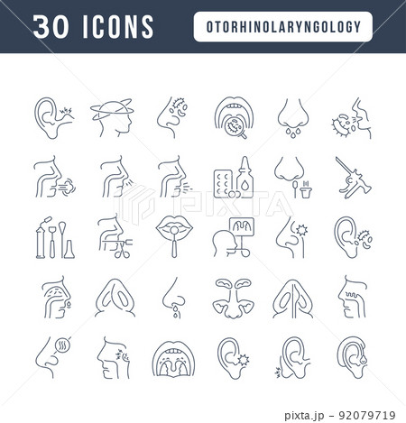 Set of linear icons of Otorhinolaryngology Set of linear icons of Otorhinolaryngology 92079719