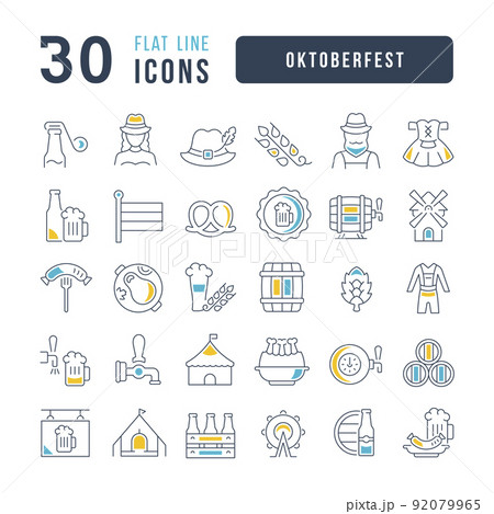 Set of linear icons of Oktoberfest 92079965