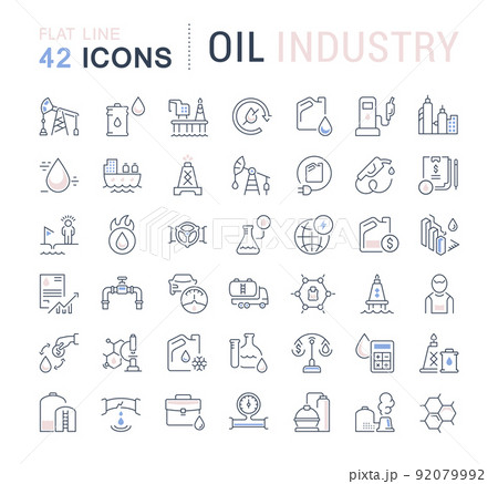 Set Vector Line Icons of Oil Industry Set Vector Line Icons of Oil Industry 92079992