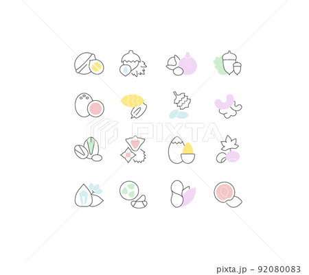 Set Vector Flat Line Icons of Nuts 92080083