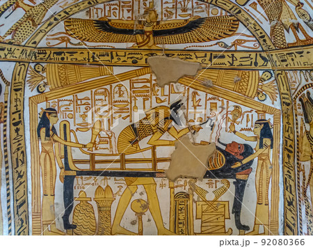 Ruins of ancient Deir el-Medina, one of the group of Theban necropolises 92080366