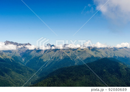 foggy Caucasus Mountains in Sochi foggy Caucasus Mountains in Sochi 92080689