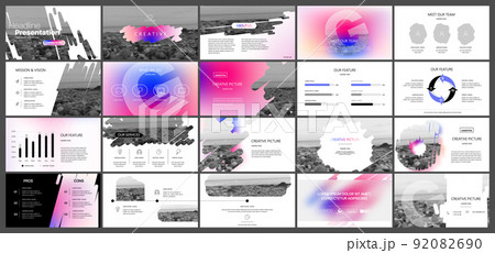 Creative presentation templates with editable design elements and infographics 92082690