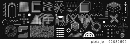 Set of editable vector creative geometric abstract elements for graphic design, printing and UI 92082692