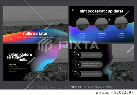 Creative presentation templates with editable design elements and infographics 92082697