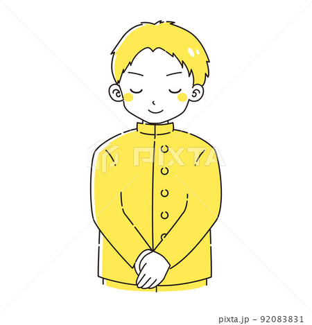 お辞儀をする学生服を着た男の子のイラストのイラスト素材 91