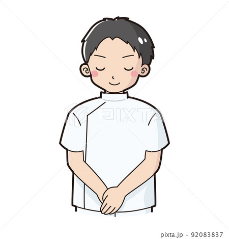 お辞儀をする白衣を着た男性のイラスト 92083837