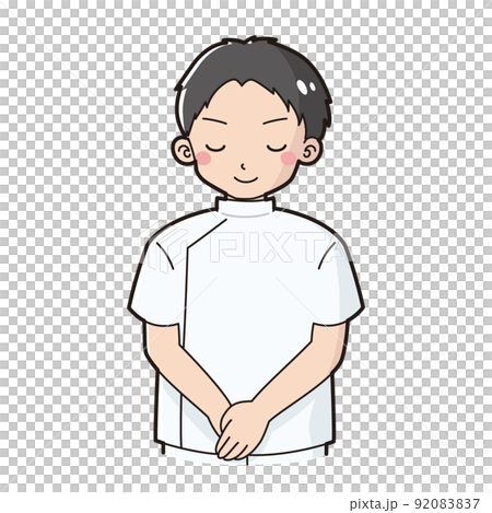 お辞儀をする白衣を着た男性のイラスト 92083837