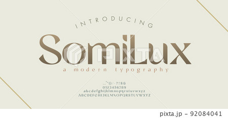 Elegant alphabet letters font and number. Classic Modern Serif Lettering Minimal Fashion. Typography  decoration fonts for branding, wedding, invitations, logo. vector illustration 92084041