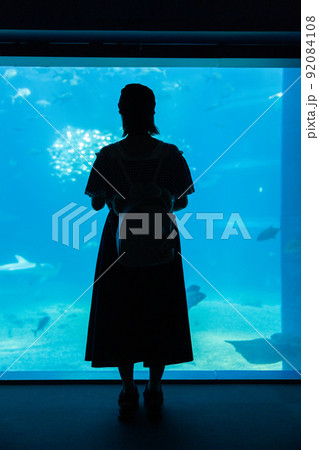 大阪 海遊館 カメラ女子のシルエット 大阪 海遊館 カメラ女子のシルエット 92084108
