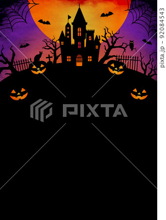 ハロウィン・ハロウィーン  縦長ポスターサイズ テンプレートイラスト (文字なし) 92084543