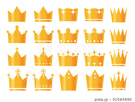 色々な形の王冠セット（金）のイラスト素材 [92084890] - PIXTA