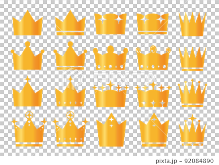 色々な形の王冠セット（金）のイラスト素材 [92084890] - PIXTA