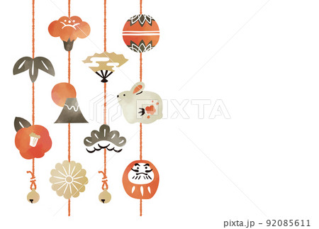 卯年年賀状 水彩風 吊るし飾り 卯年年賀状 水彩風 吊るし飾り 92085611