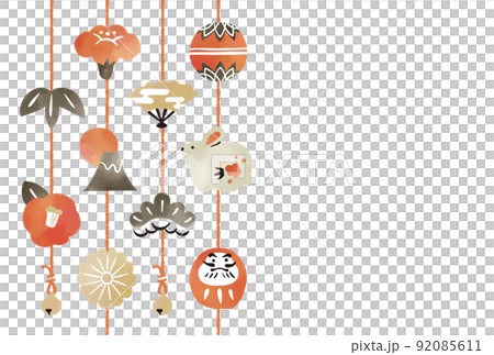 New Year's card, watercolor style hanging decoration New Year's card, watercolor style hanging decoration 92085611