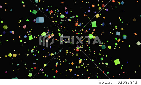 Abstract Colorful Lots of Cube Floating Around Background Abstract Colorful Lots of Cube Floating Around Background 92085843