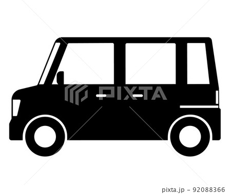 車 軽ワゴン 白黒シルエット 車 軽ワゴン 白黒シルエット 92088366
