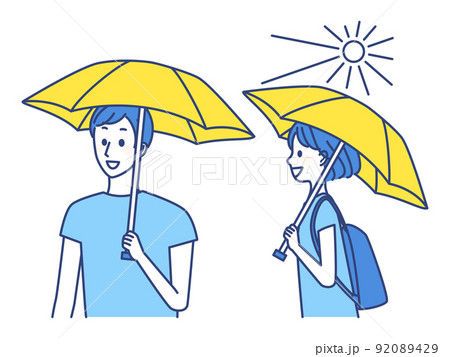 日傘をさす二人 92089429