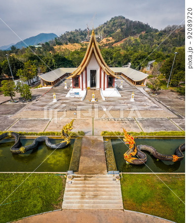 Aerial view of Wat Dhammayan temple in Phetchabun, Thailand 92089720