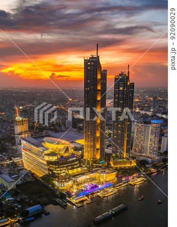 Aerial view of Icon Siam water front building in downtown Bangkok, Thailand 92090029