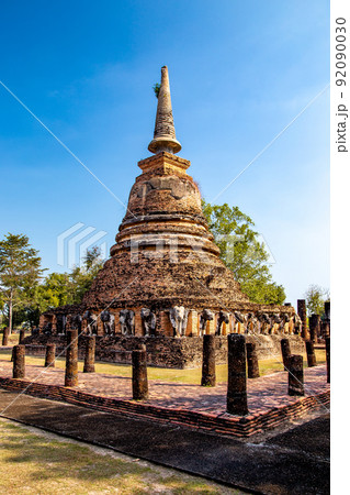 Wat Chang Lom elephant temple in Sukhothai historical park, Thailand 92090030