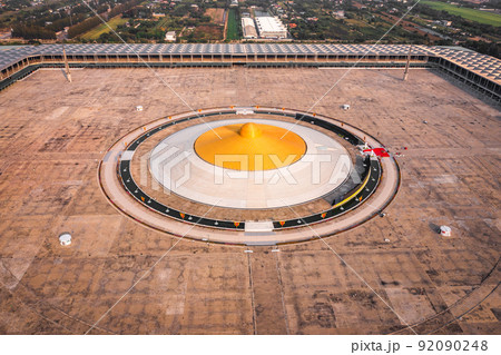 Aerial view of Wat Phra Dhammakaya temple in Pathum Thani Province north of Bangkok, Thailand. Aerial view of Wat Phra Dhammakaya temple in Pathum Thani Province north of Bangkok, Thailand. 92090248