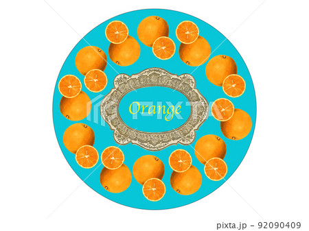 ビンテージコラージュ　オレンジ　お菓子缶　デザイン　 92090409