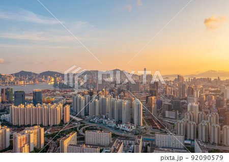 the city scape of the Kowloon, hong kong 3 May 2022 the city scape of the Kowloon, hong kong 3 May 2022 92090579