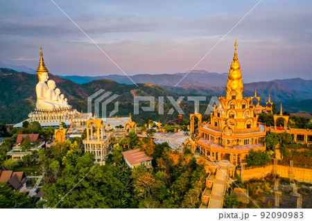 Aerial view of Wat Phrathat Pha Sorn Kaew, white buddha temple in Phetchabun, Thailand 92090983