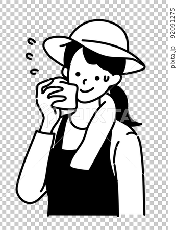 熱中症 タオル 女性 汗 熱中症 タオル 女性 汗 92091275