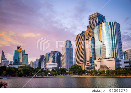 Benjakitti Park or Benchakitti forest park new design walkway in central Bangkok, Thailand 92091276