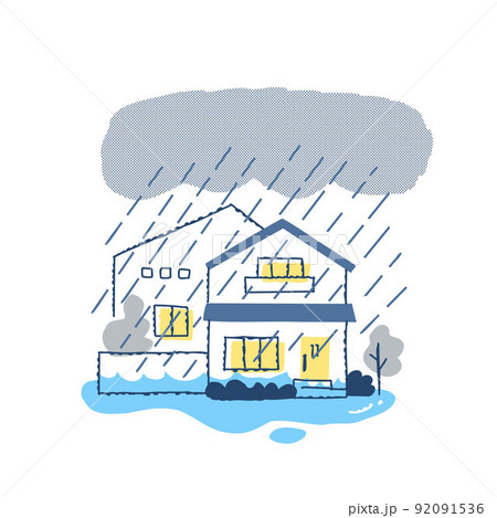 豪雨で被害を受けた家 92091536