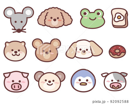 可愛い動物イラスト(豚、ペンギン、犬、牛、カエル、クマ)  92092588