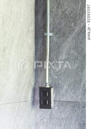 electric plug and switch loft on the wall electric plug and switch loft on the wall 92093597