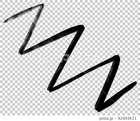 black ink line zig zag doodle freehand sketch drawing shape form abstrat element 92093611