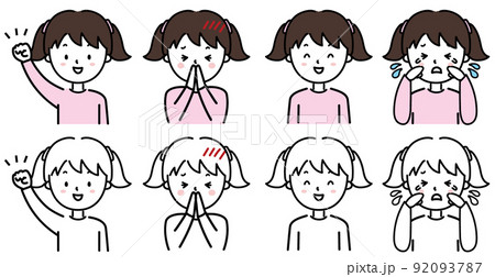女の子のいろいろな表情とポーズ 92093787