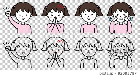 女の子のいろいろな表情とポーズ 92093787