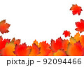 水彩で描いた秋の背景、葉、紅葉 92094466