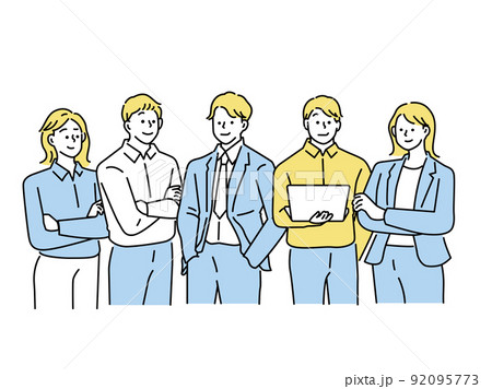 ビジネスシーンイラスト:プレゼン、ミーティング、説明、マーケティング、打ち合わせ、お喋り、会話が弾む 92095773