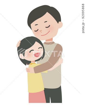 抱き合う父子のイラスト 抱き合う父子のイラスト 92095868