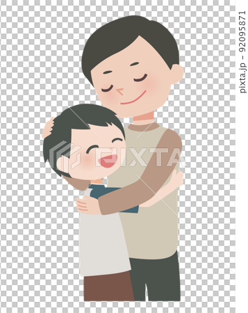 父親和兒子互相擁抱的插圖 92095871