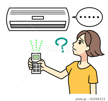 エアコン(冷房)がつかず困る若い女性 92096323
