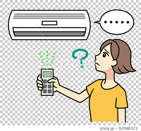 エアコン(冷房)がつかず困る若い女性 92096323
