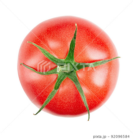 Fresh red tomato isolated on white background. Top view. 92096584