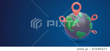 3d location pin pointer on global earth. Vector illustration 3d location pin pointer on global earth. Vector illustration 92096825